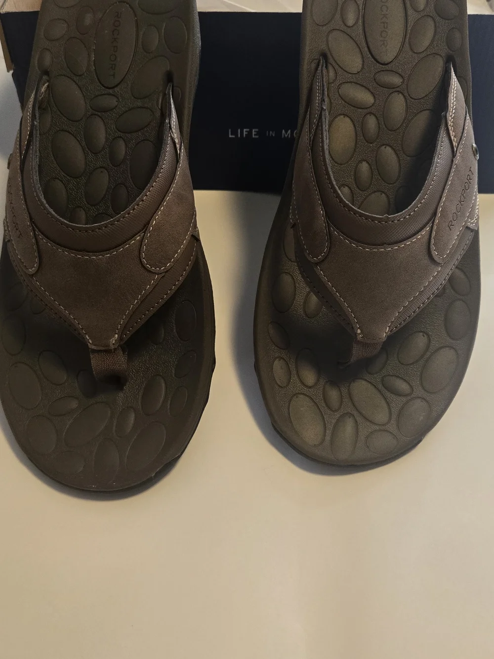 Rockport Mens Brown Comfort Toe-Post Sandals